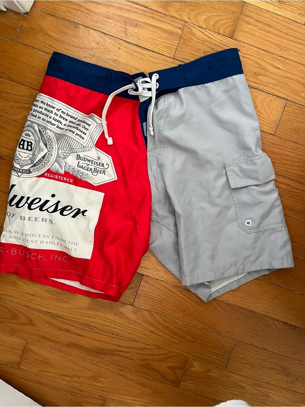Budweiser Men's Red, Gray & Navy Colorblock Swim Trunks